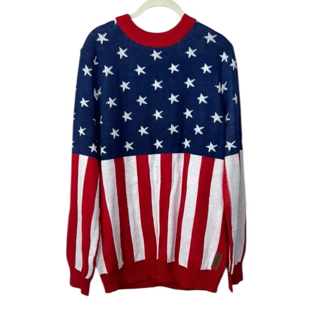 Tipsy Elves American Flag Red White Blue Sweater with Patriotic Flair Size L - Picture 3 of 10